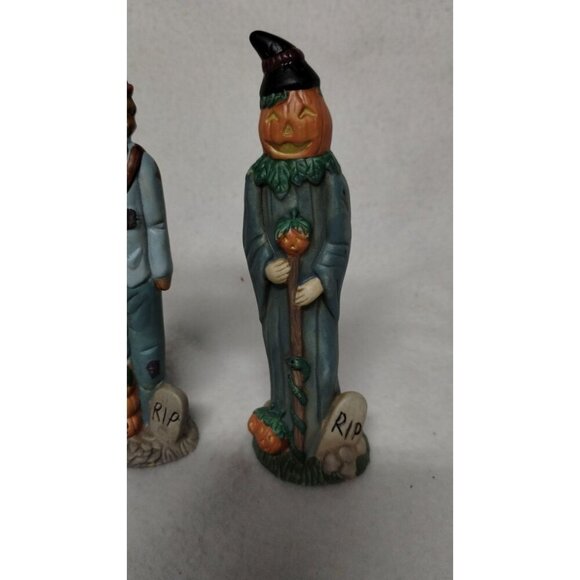 Vintage Haunted Haven Pencil Halloween Scarecrow & Pumpkin‎ Figurines - Picture 5 of 11